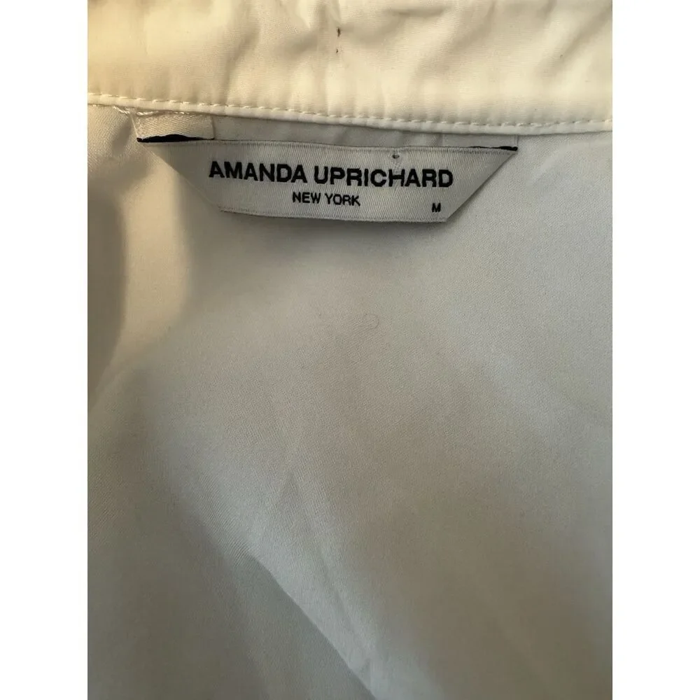 Amanda Uprichard Pierre White Dress Size Med Tiered Puff Sleeve Button Front